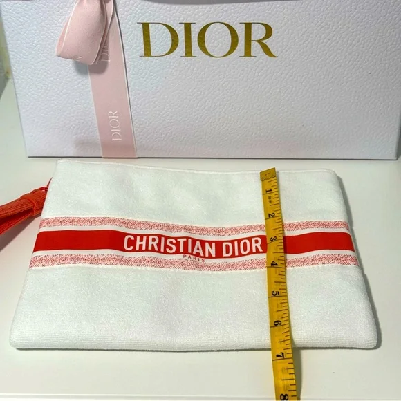 NWOT Dior beauty white pouch with an orange stripe - Picture 4 of 4